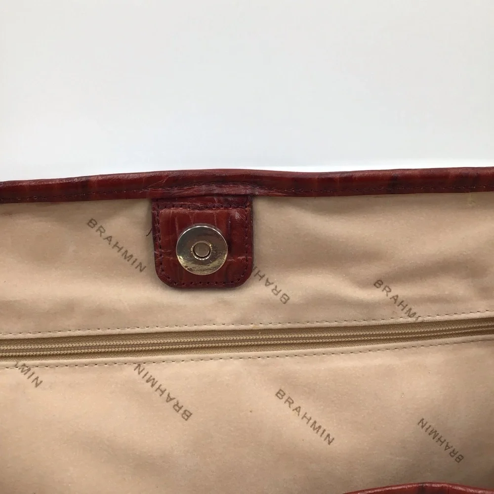 Brahmin Brown Crocodile-Embossed  Any Time Tote Bag with Tassle